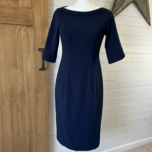 Black Halo Midnight Blue 3/4 Sleeve Midi Dress Sz 2